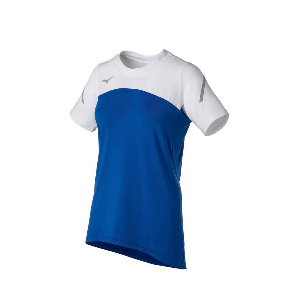 Mizuno Techno VII Short Sleeve Női Mezek Királykék/Fehér DXV346250